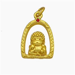 Tibetan Style Copper Buddha Pendant Gold Plated, approx 15.5-20mm