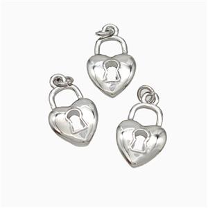 Copper Heart Lock Pendant Platinum Plated, approx 8-10mm