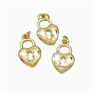 Copper Heart Lock Pendant Gold Plated, approx 8-10mm
