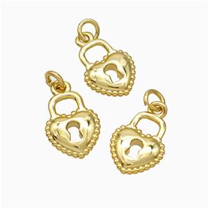 Copper Heart Lock Pendant Gold Plated, approx 8-10mm