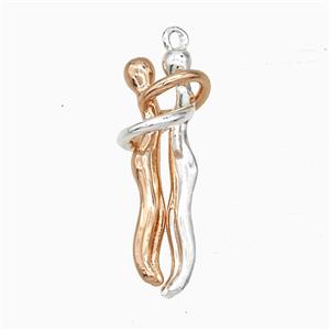 Copper Couple Pendant Rose Gold Shiny Silver, approx 5-25mm, 5-30mm
