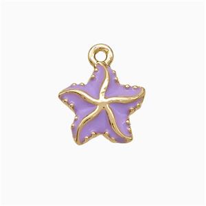 Copper Starfish Pendant Lavender Enamel Gold Plated, approx 11.5mm