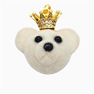 Resin Bear Pendant With Copper Crown Pave Zirconia Gold Plated, approx 20-22mm