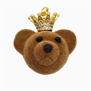 Resin Bear Pendant With Copper Crown Pave Zirconia Gold Plated, approx 20-22mm