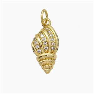 Copper Nautilus Shell Pendant Pave Zirconia Gold Plated, approx 8.5-15mm