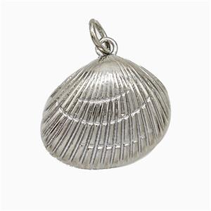 Copper Scallop Shell Pendant Platinum Plated, approx 15-17mm