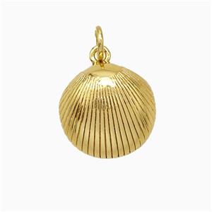 Copper Scallop Shell Pendant Gold Plated, approx 14mm