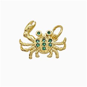Copper Crab Pendant Pave Zirconia Gold Plated, approx 13-15mm