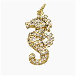 Copper Seahorse Pendant Pave Pearlized Resin Gold Plated, approx 12-20mm