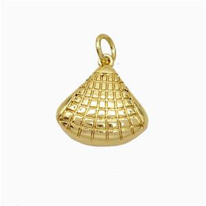 Copper Scallop Shell Pendant Gold Plated, approx 14mm