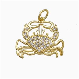 Copper Crab Pendant Pave Zirconia Gold Plated, approx 15-18mm
