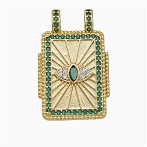 Copper Tarot Card Pendant Micropave Zirconia Eye 2loops Gold Plated, approx 17-26mm