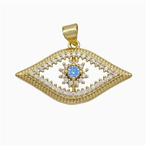 Copper Eye Pendant Pave Zirconia Gold Plated, approx 16-31mm