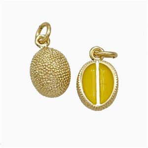Copper Durian Pendant Yellow Enamel Gold Plated, approx 8-10mm