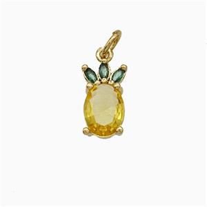 Copper Pineapple Pendant Pave Zirconia Gold Plated, approx 6-12mm