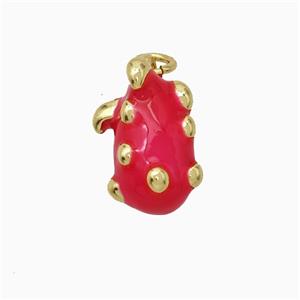 Copper Pitaya Charms Pendant Red Enamel Gold Plated, approx 8-13mm