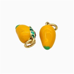 Copper Mango Pendant Yellow Enamel Gold Plated, approx 7-10mm