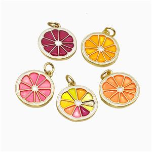 Copper Lemon Sliced Pendant Painted Gold Plated Mixed, approx 15-16mm