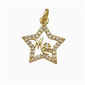 Copper Star Pendant Pave Zirconia Mom Gold Plated, approx 15mm