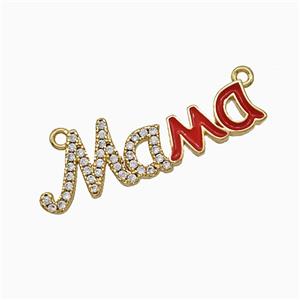Copper Mama Pendant Pave Zirconia Red Enamel 2loops Gold Plated, approx 10-30mm