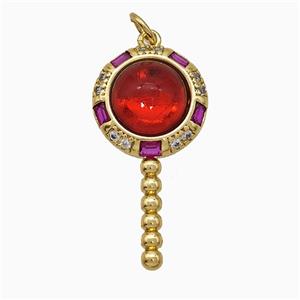 Copper Magicwand Pendant Pave Zirconia Resin Gold Plated, approx 15-30mm