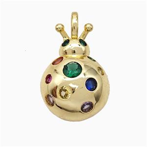 Copper Beetle Pendant Pave Zirconia Gold Plated, approx 20-30mm