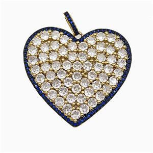 Copper Heart Pendant Pave Zirconia Gold Plated, approx 35mm, 6-8mm