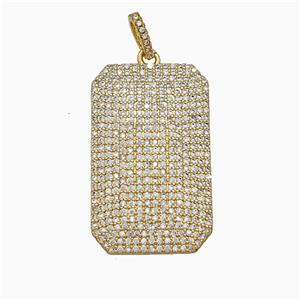 Copper Rectangle Pendant Micropave Zirconia Gold Plated, approx 20-32mm