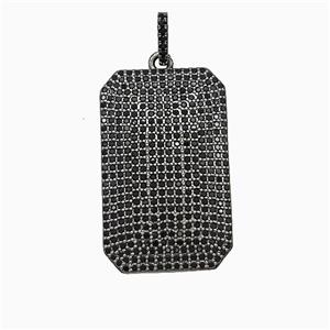 Copper Rectangle Pendant Micropave Zirconia Black Plated, approx 20-32mm