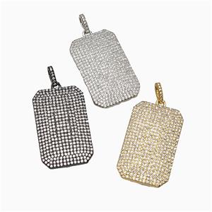 Copper Rectangle Pendant Micropave Zirconia Mixed, approx 20-32mm