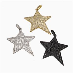Copper Star Pendant Micropave Zirconia Mixed, approx 36-40mm
