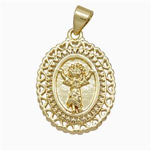 Copper Virgin Mary Pendant 18K Gold Plated, approx 16-20mm