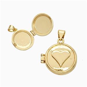 Copper Heart Locket Pendant 18K Gold Plated, approx 16mm