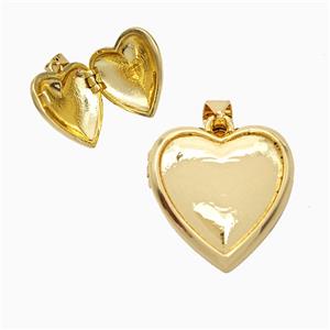 Copper Heart Locket Pendant 18K Gold Plated, approx 17mm