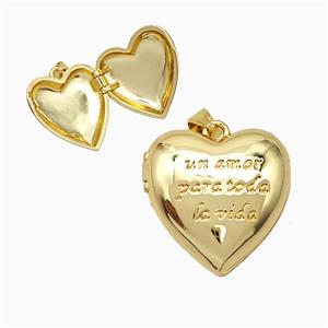 Copper Heart Locket Pendant 18K Gold Plated, approx 22mm