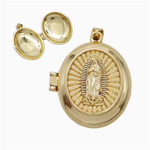 Copper Jesus Locket Pendant 18K Gold Plated, approx 20-25mm
