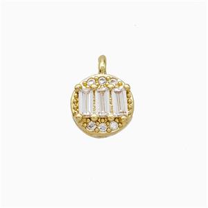 Copper Circle Pendant Pave Zirconia Gold Plated, approx 6.5mm dia