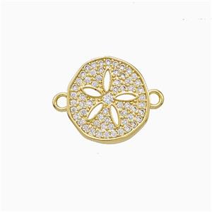 Copper Flower Connector Pave Zirconia Gold Plated, approx 13mm