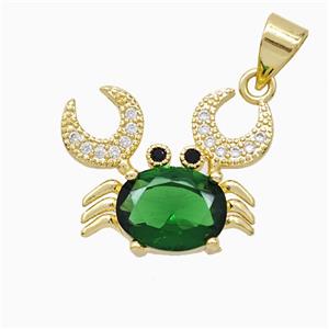 Copper Crab Pendant Pave Crystal Glass Gold Plated, approx 14-18mm