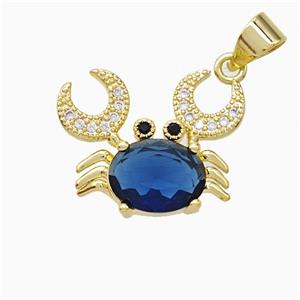 Copper Crab Pendant Pave Crystal Glass Gold Plated, approx 14-18mm