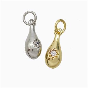Copper Teardrop Pendant Pave Zirconia Mixed, approx 6-12mm
