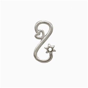 Copper Infinity Connector Heart Flower Platinum Plated, approx 6-12mm