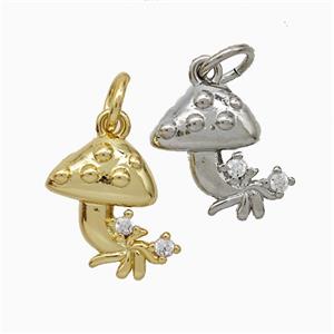 Copper Mushroom Pendant Pave Zirconia Mixed, approx 10mm
