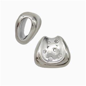 Copper Saddle Pendant Pave Zirconia Platinum Plated, approx 13-15mm, 4-9mm hole