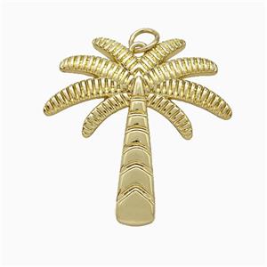 Coconut Tree Charms Copper Palm Pendant Gold Plated, approx 30mm