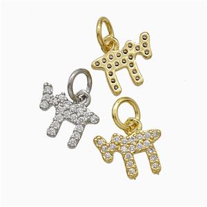 Copper Lamb Charms Pendant Pave Zirconia Sheep Mixed, approx 7-10mm