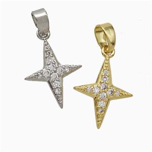 Copper NorthStar Pendant Pave Zirconia Mixed, approx 12-15mm