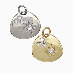 Copper Star Pendant Pave Zirconia Slice Mixed, approx 13-15mm