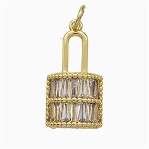 Copper Lock Pendant Pave Zirconia Gold Plated, approx 11-19mm