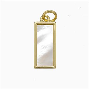 Copper Rectangle Pendant Pave Shell Gold Plated, approx 7-15mm